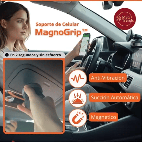 MagnoGrip™ - Soporte Celular Magnético Automático 360° con Batería Recargable