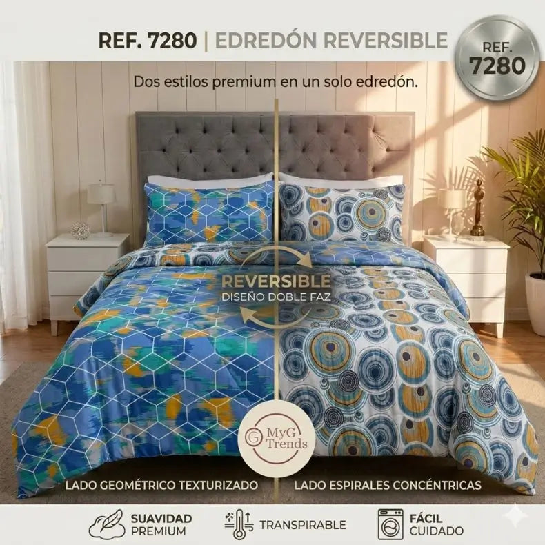 Edredón Doble Faz Cama Doble + obsequio 2 fundas