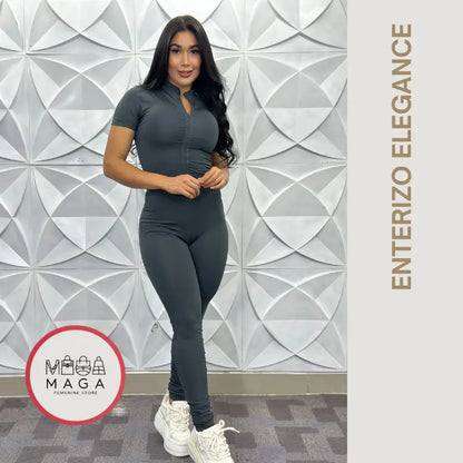 Enterizo ELEGANCE Manga Corta de Cierre Frontal