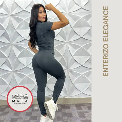Enterizo ELEGANCE Manga Corta de Cierre Frontal