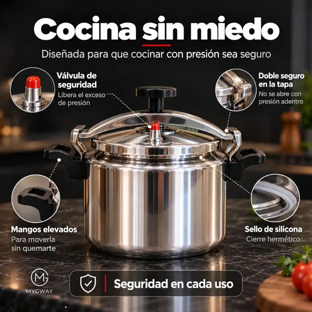 COMBO OLLA A PRESIÓN PREMIUM + TABLA DE ACERO INOXIDABLE