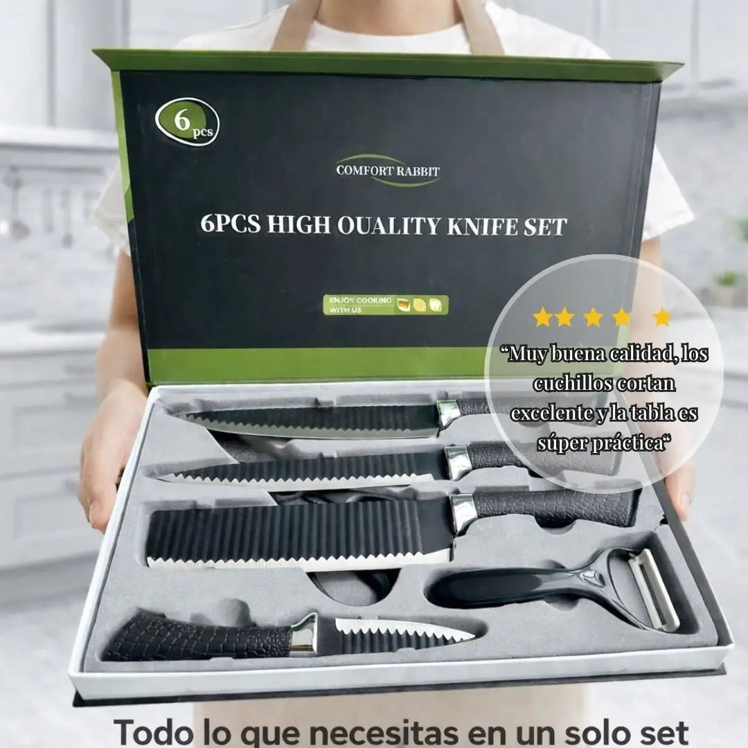 InoxMaster Kit™ – Todo en Uno: Tabla Inox Pro + Set Cuchillos Premium